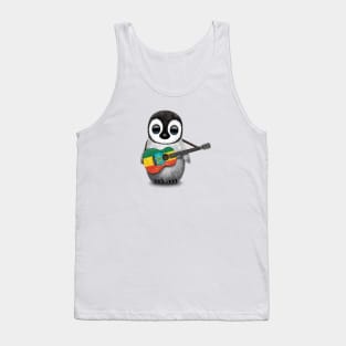 Baby Penguin Playing Ethiopian Flag Guitar Tank Top